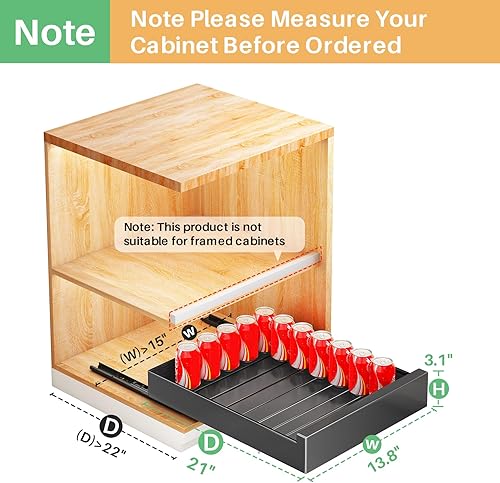 Miniatura 2 de Organizador de gabinete extraíble, 21 pulgadas de profundidad, cajones deslizantes para armarios de cocina, organizadores extraíbles para el hogar