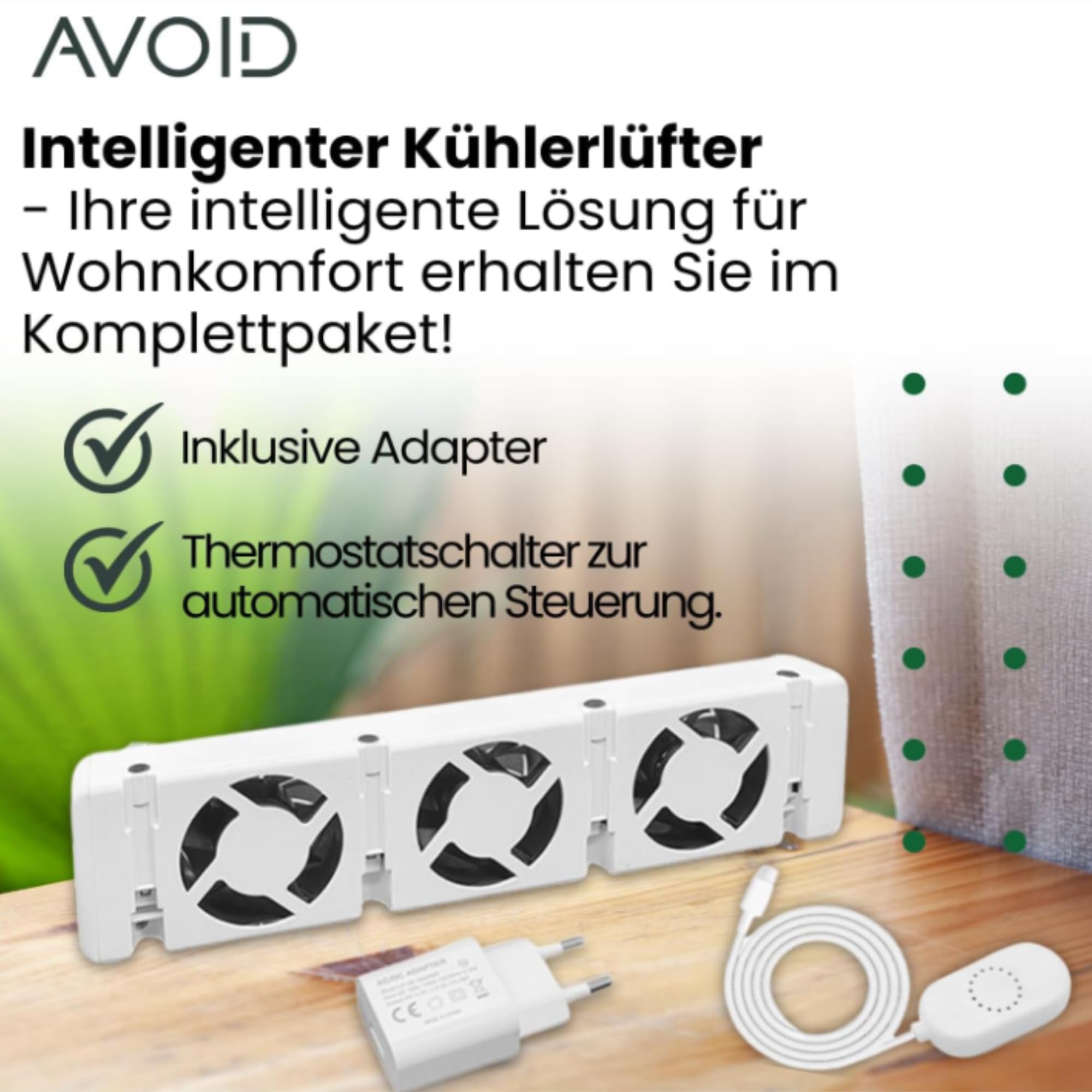 AVOID Heizkörper Ventilator Set Von 3 - Geliefert Mit Thermostat Heizung - Smart Air Technologie - Radiator Ventilator Lösung für Nachhaltigkeit in Ihrem Zuhause