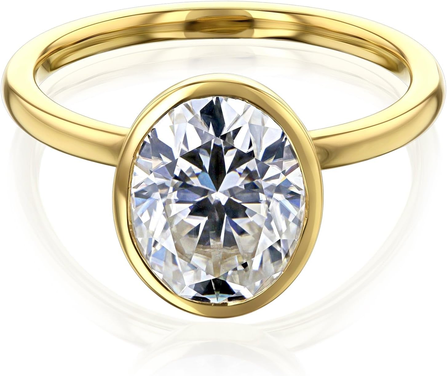 Kobelli Lab Grown Diamond Solitaire Oval Bezel 14K Gold Ring