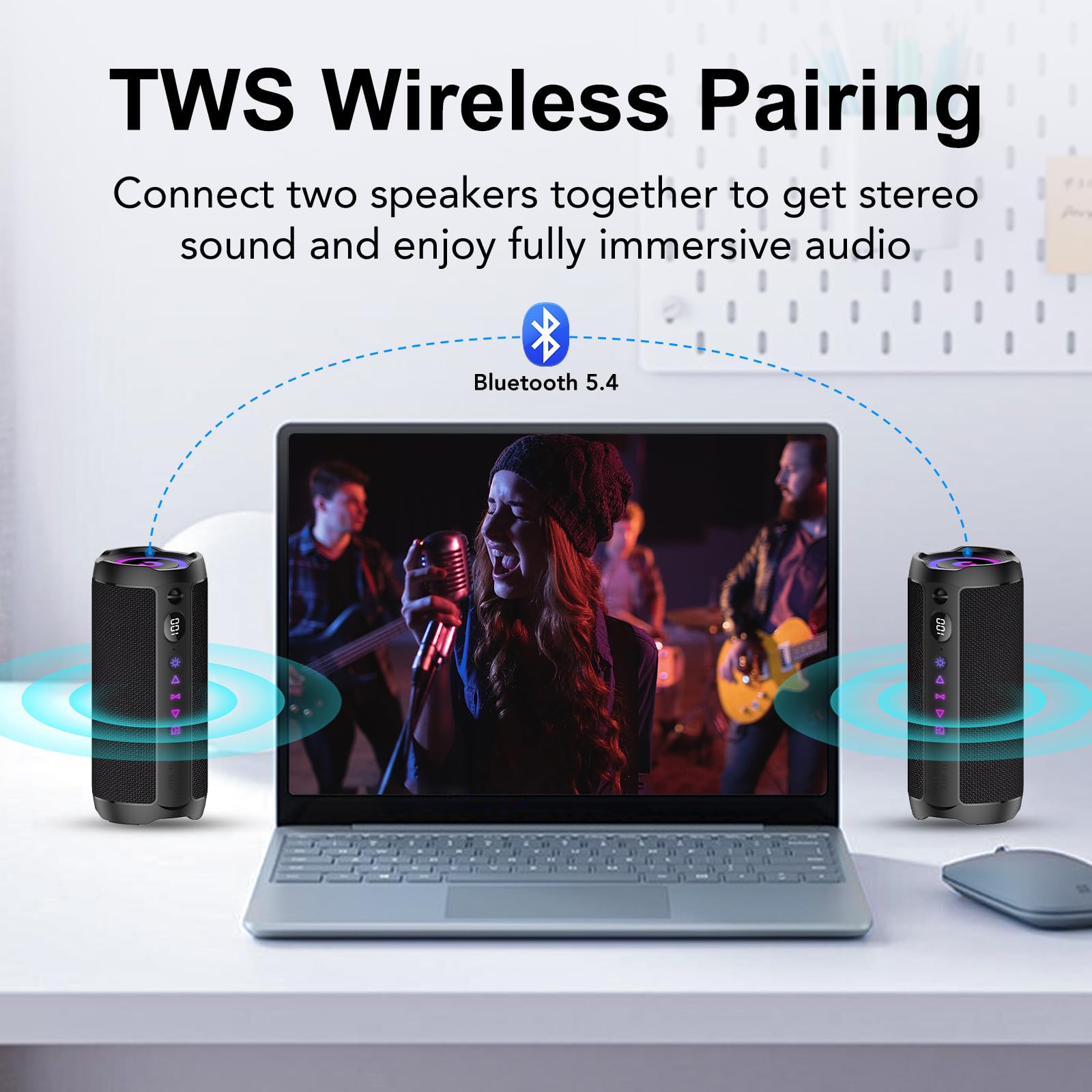 Cassa Bluetooth Portatile 30W, Potente Altoparlante Bluetooth, Doppio Basso Driver, 30 Ore di Autonomia, TWS Accoppiamento, RGB, IPX7 Impermeabile, AUX, TF,USB,Ideale Attività All'aperto/Feste/Viaggi