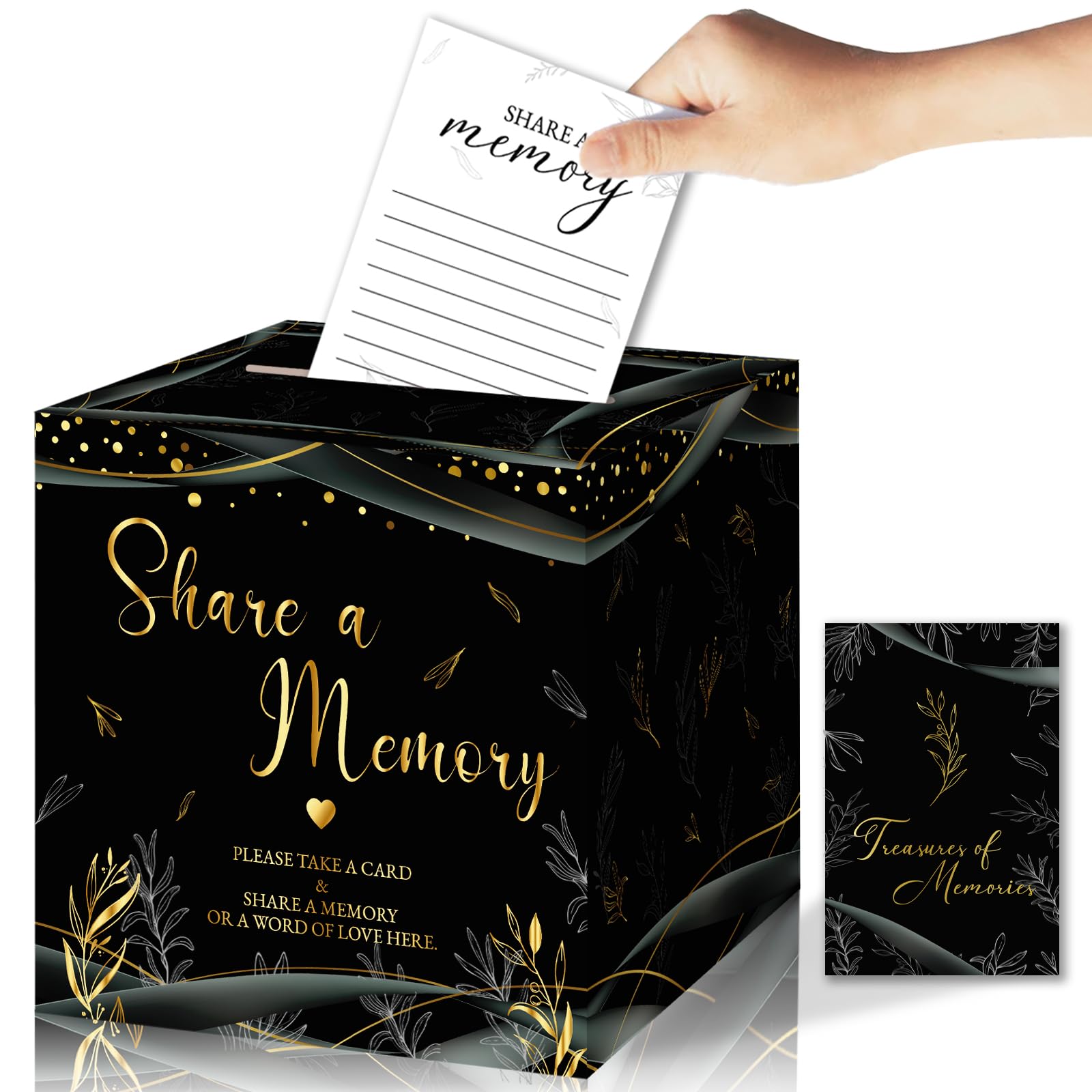50Pcs Share a Memory Cards, Memory Box for Guest Ideas Celebration of Life Funeral Graduation Retirement Wedding Bridal Shower Birthday Anniversary, Black