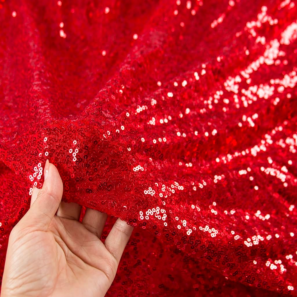 Big Sequin Fabric By the Yard Pre-Cut Glitter Silver 5mm Sequins with 18mm Big Round Sequins Stretch Mesh Material Sewing DIY Supplies Fabrics Flip Sequin Fabric for Wedding Dress Skirts and Cloths