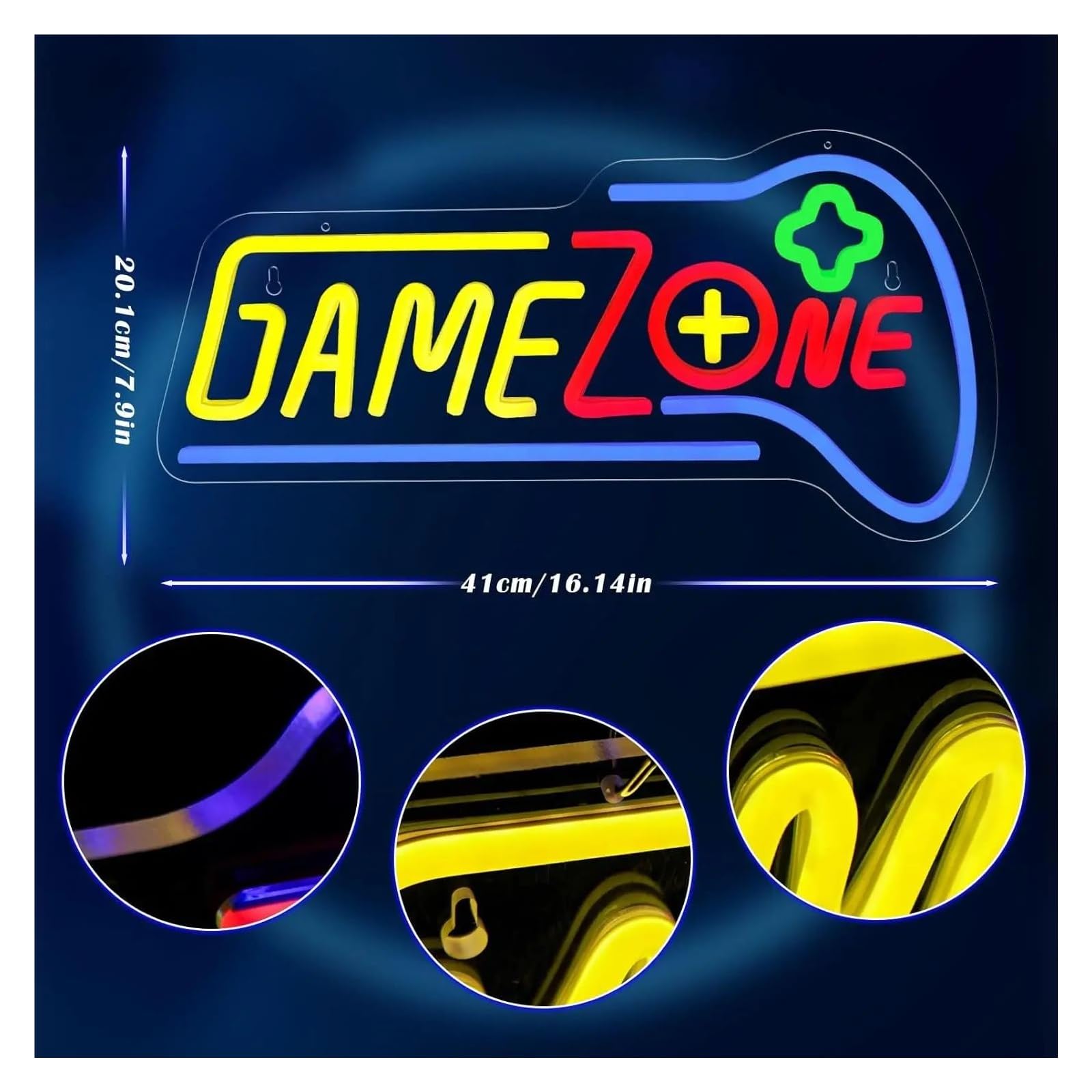 Insegna al Neon LED Insegne Al Neon A LED Dimmerabili Game Zone Per Sala Giochi, Camera Da Letto, Ragazzi, Casa, Decorazioni Per Feste Di Videogiochi,41x20cm