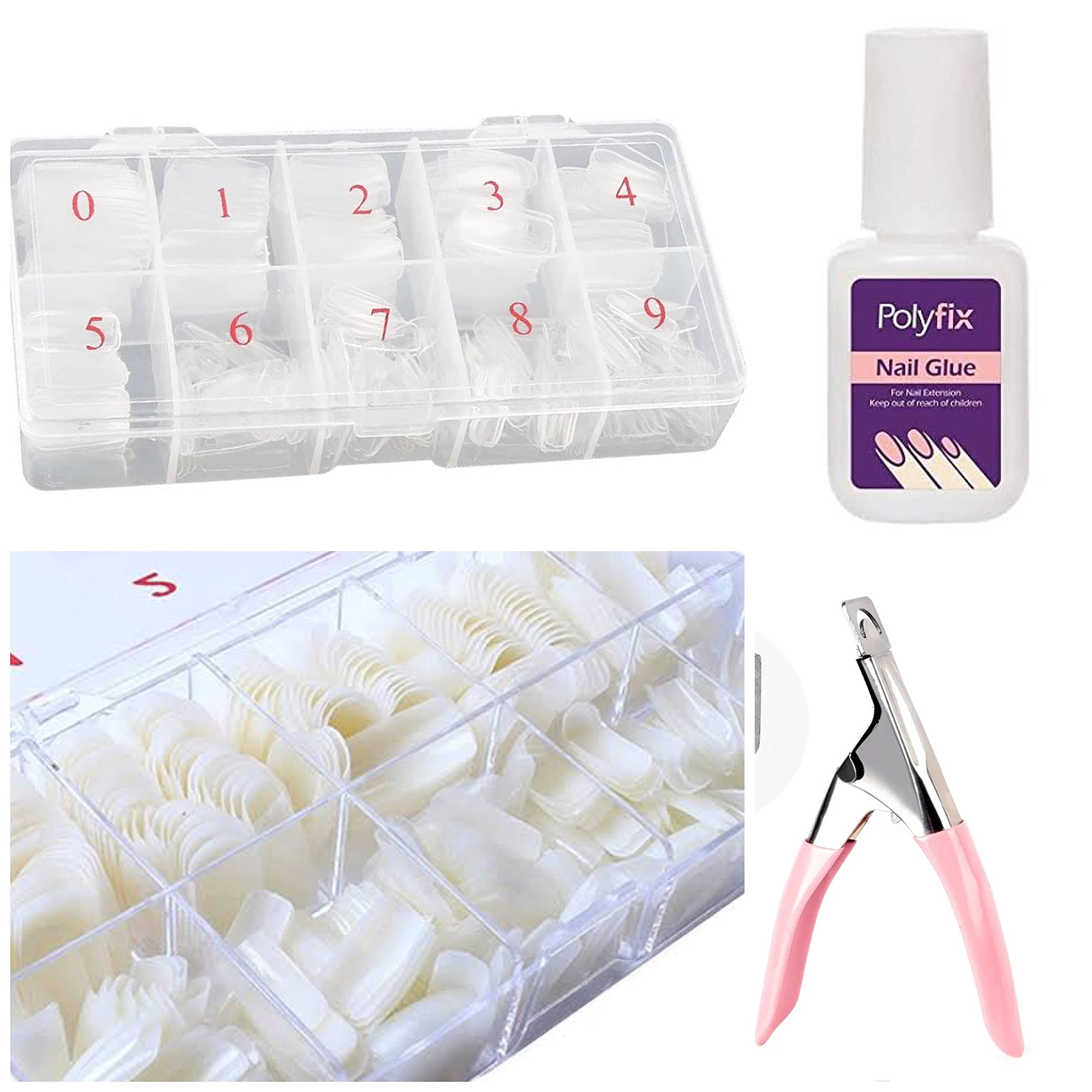 Coslifestore-500 false tips with tip cutter and 10ml nail glue with brush applicator-image-41