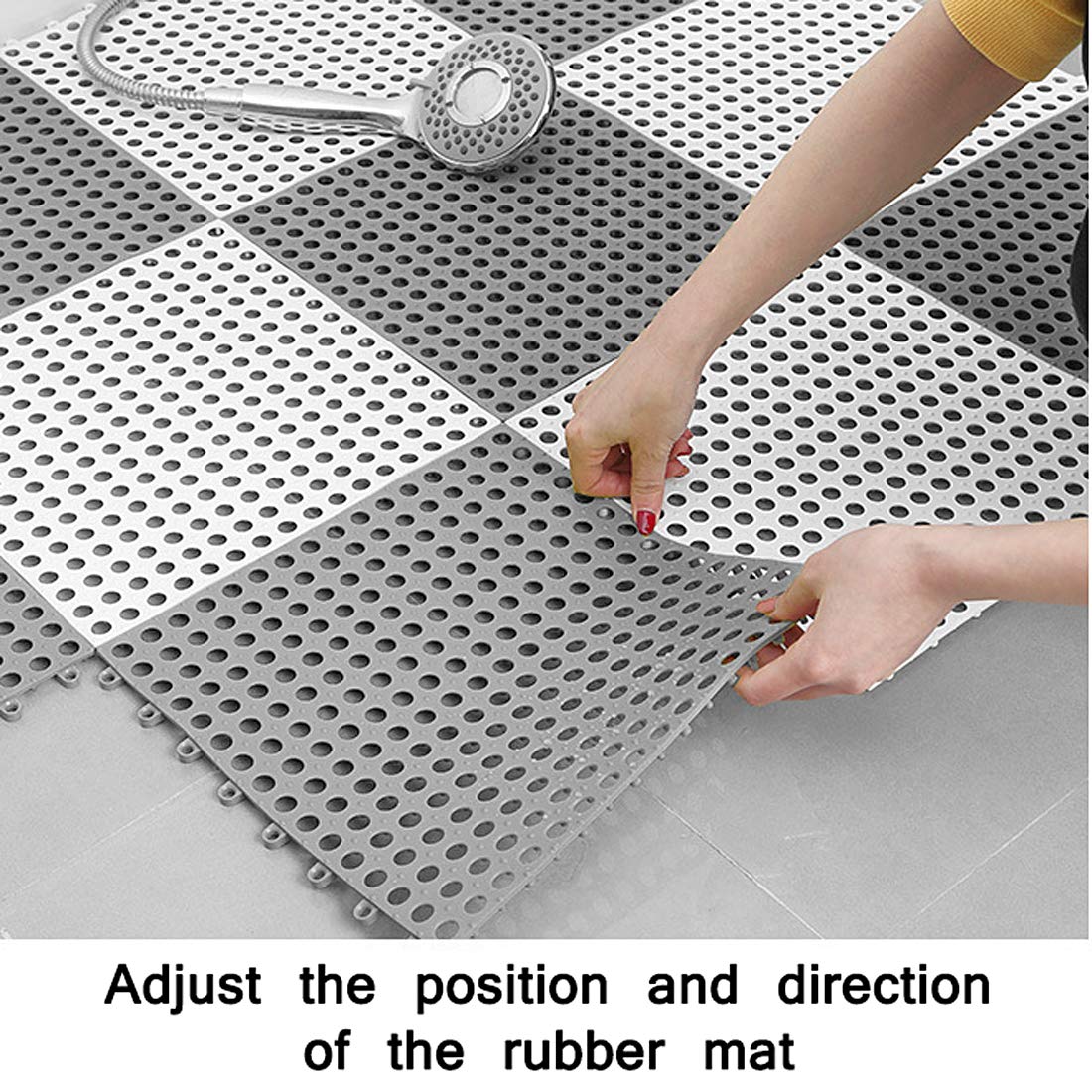 MYOYAY 24 Pack Interlocking Soft PVC Non-Slip Tile 11.8" x 11.8" Interlocking Bathroom Floor Mats,Drainage Bath Shower Floor Mat Kitchen Bath Tub Toilet Drain Pool Patio Boat Wet Area Rug,White