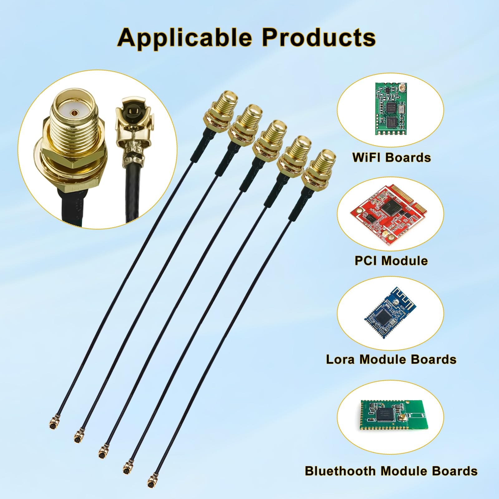 5 sztuk MHF4 UFL do SMA 12-calowy SMA żeński do U.FL IPX 0,81 mm Kabel koncentryczny UFL IPX-4 o niskiej stratności przedłużacz do radia, anteny, mini PCI