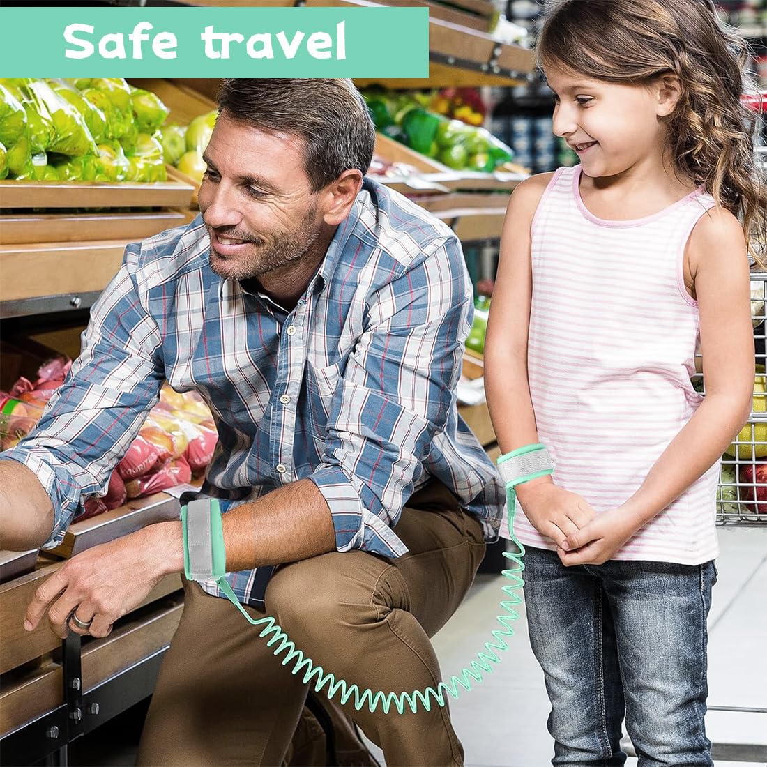 2PCS Laisse De Sécurité Pour Enfants, 2M Anti-perdu Barcelet, Harnais de Sécurité Enfant, Bébé Anti-Perdu Poignet, Rotation à 360° Bracelet Pour Voyage Supermarché Exploration Helper (Rose, Grün)