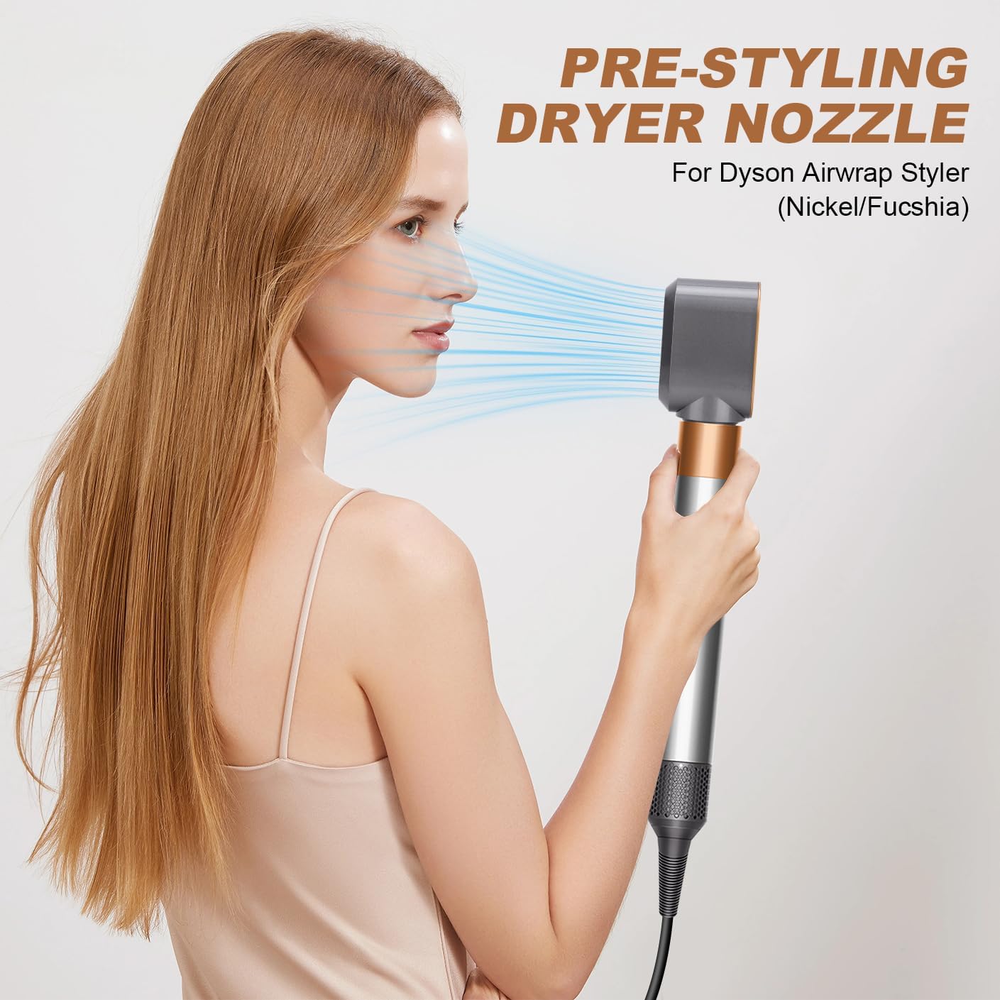 Pre-Styling Dryer Attachment Nozzle Replacement: Hair Styler Nozzle Replacement for Dyson Airwrap HS01 HS05 Accessories, Part No. 969759-01(Gold)