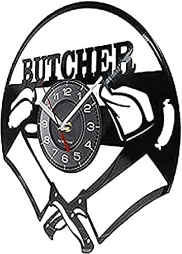 Miniatura 2 de Reloj de pared Chef Carnicero Cuchillo cruzado Disco de vinilo Reloj de pared Cocina Restaurante Decoración Carnicería Barbacoa Parrilla Decoración