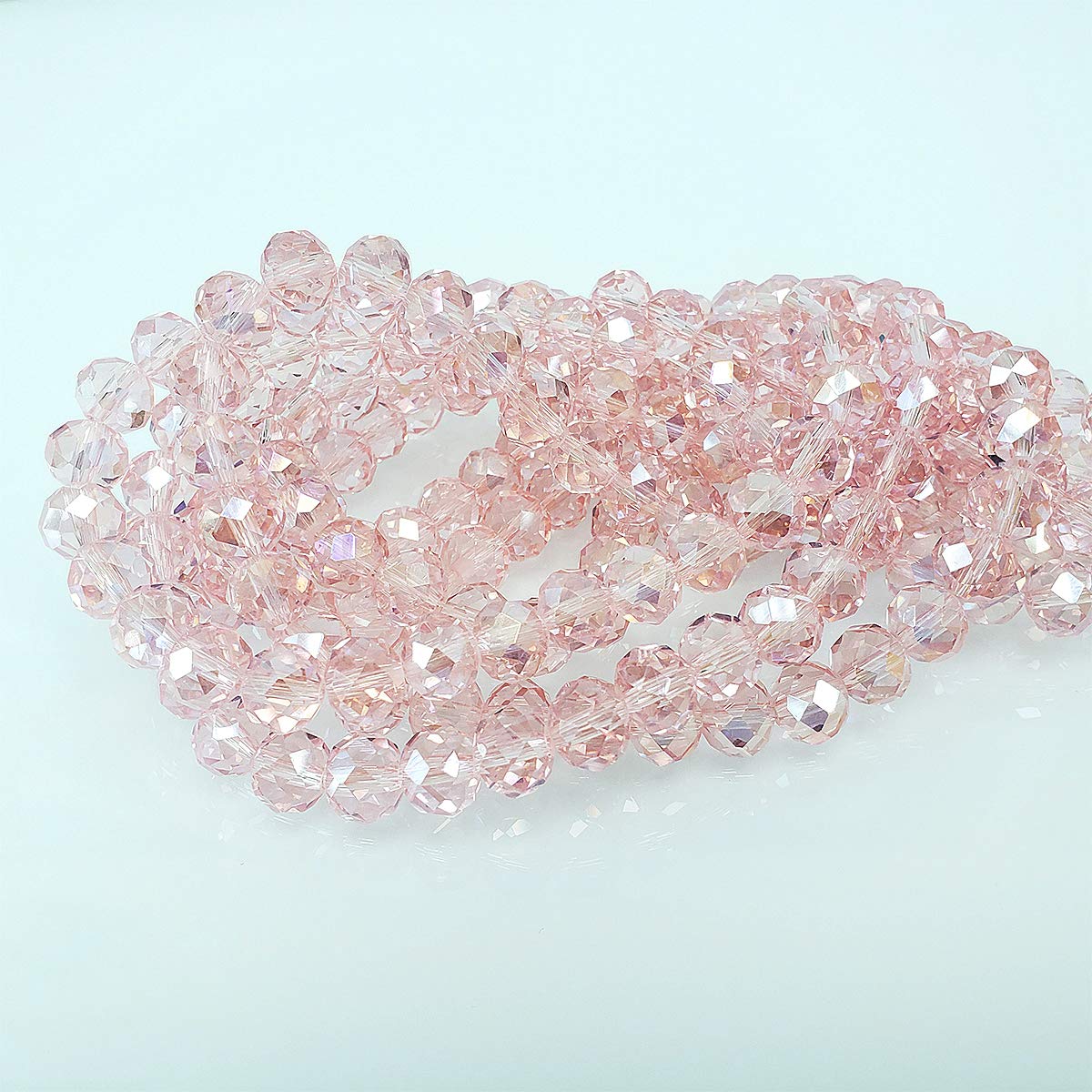 10mm Pink Rondelle Glass Beads for Jewelry Making 200pcs Faceted Briolette Shape Crytal Spacer Beads Assortments Supplies Accessories for Bracelet Necklace for Wholesale