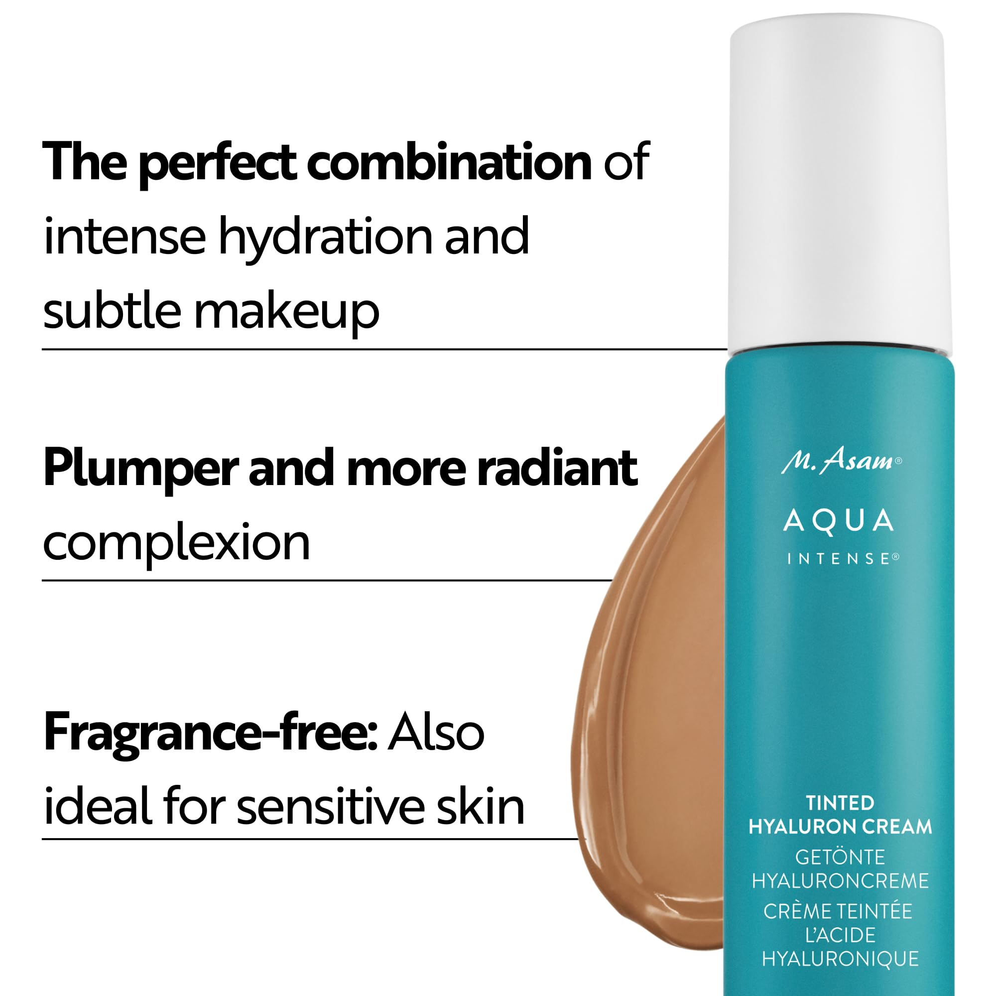 M. Asam Aqua Intense Tinted Hyaluron Cream (50 ml) – Crema de día teñida con hialurón, oculta el enrojecimiento e hidrata, se adapta al tono de la piel, ligera opacidad para todos los tipos de piel