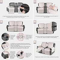 Vista 6 de KinCam Funda de sofá reclinable 100 impermeable con consola fundas de sofá reclinable antideslizantes para 2 asientos funda de sofá reclinable