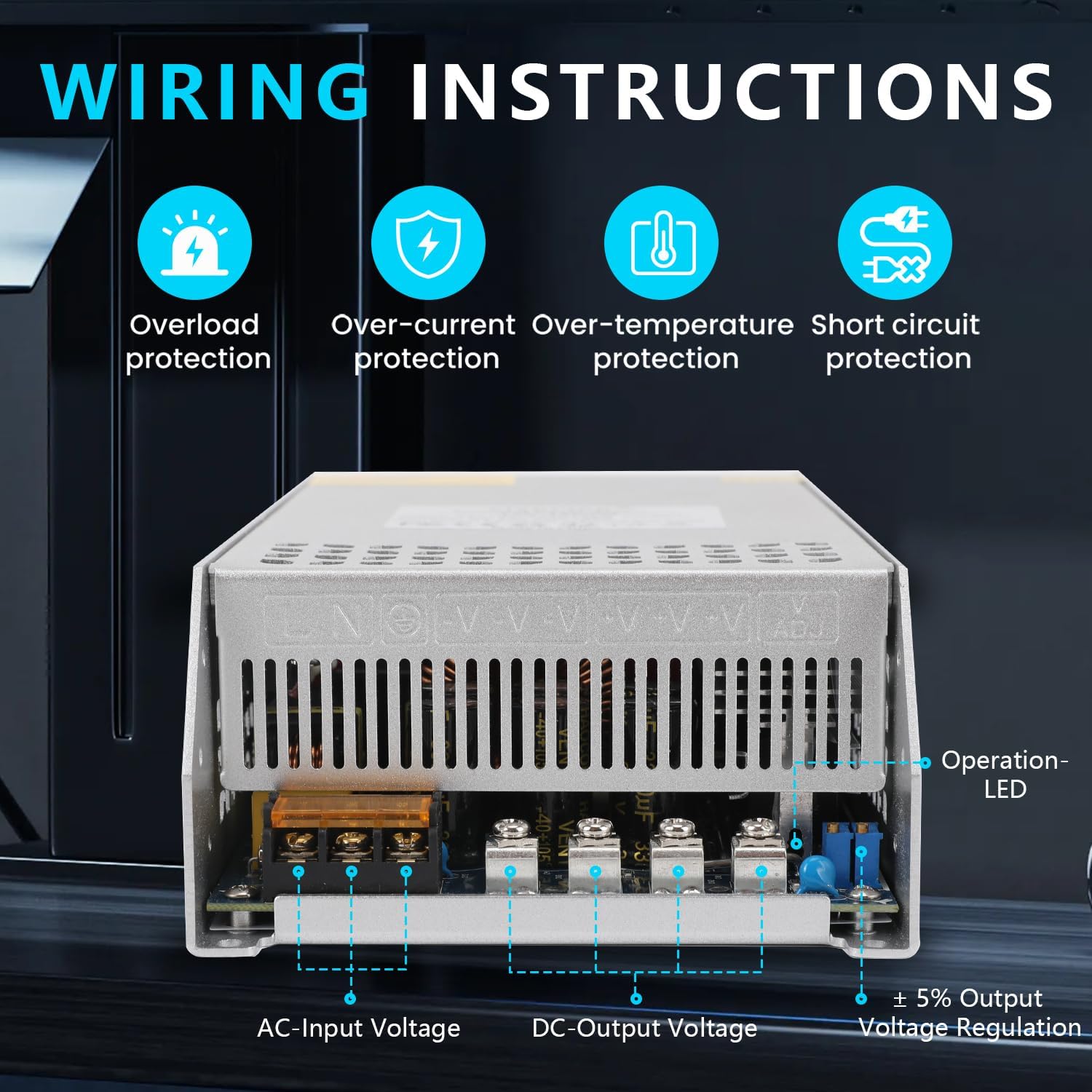 12V 125A 1500W Power Supply Transformer, 110V AC to DC 12V Converter Adapter 125A 1500W SMPS, DC Switching Power Supply for LED Strip Motor Pump CCTV Camera System Car Stereo 3D Printer