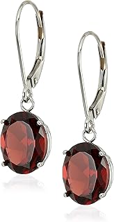 Pendientes colgantes de oro de 14 quilates con piedras preciosas ovaladas de 8 x 10 mm para mujer con palancas