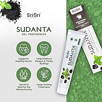 Vista 2 de Sri Sri Tattva Sudanta - Gel de pasta de dientes de carbón - SLS, pasta de dientes a base de hierbas sin flúor con neem y hierbas ayurvédicas