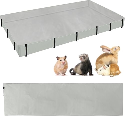 Miniatura 10 de Forro impermeable para jaula de conejillo de indias con lados elevados de 4 pulgadas para jaula de 36 x 24 pulgadas, lona inferior lavable
