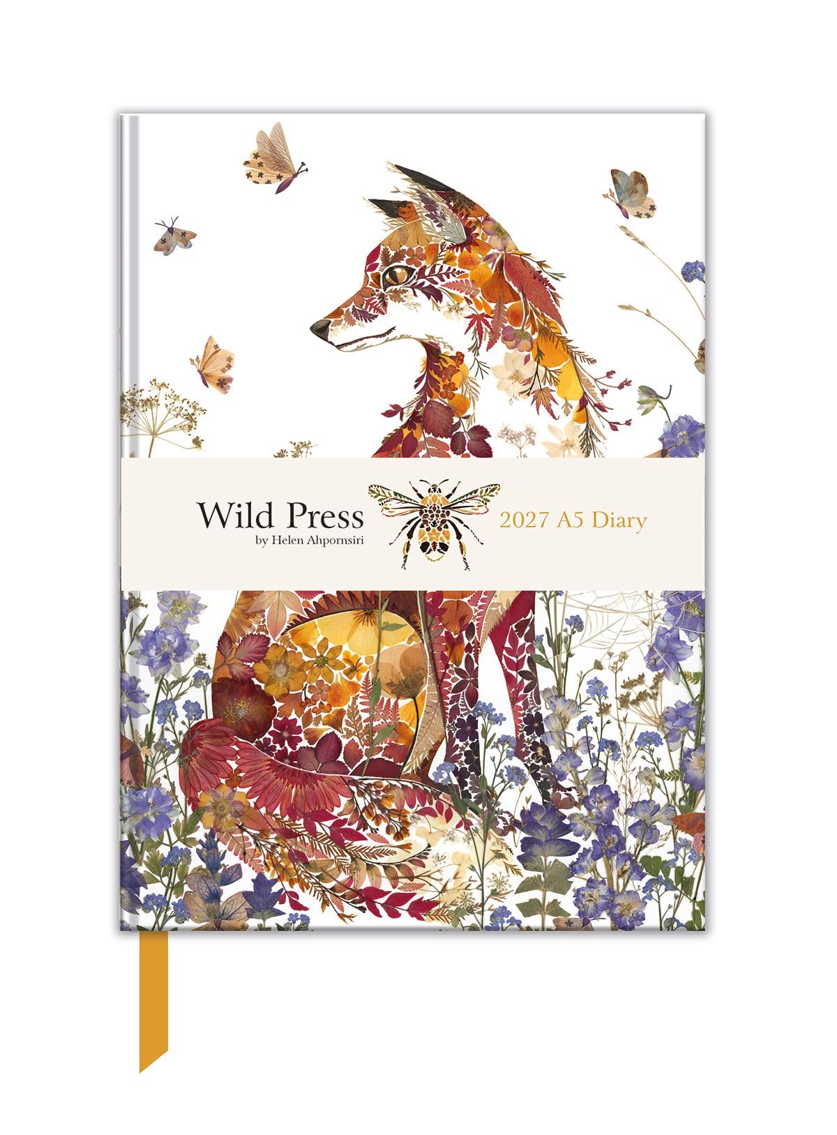 Museums & Galleries 2027 A5 Diary - Week to View Desk Diary - Fox Amongst Flowers Design - UK Planner with Ribbon Bookmark