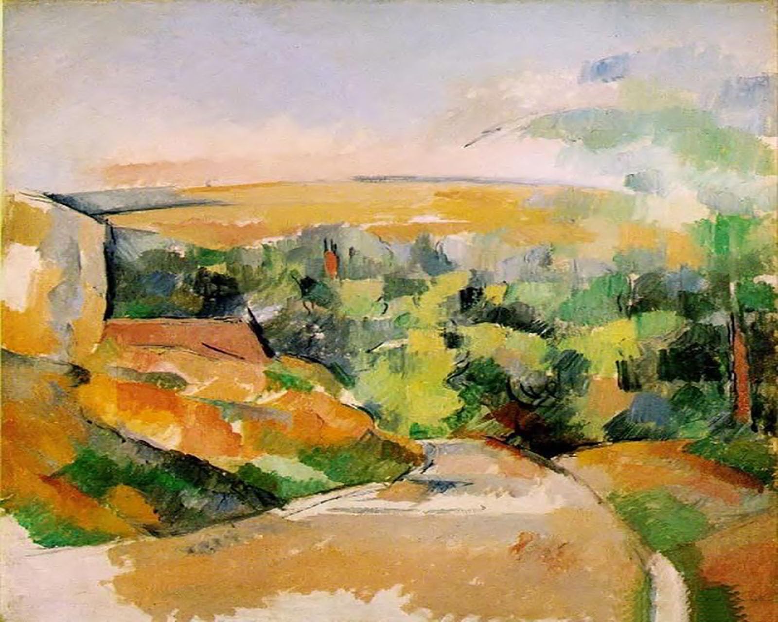 ZHXXFD Paint By Numbers for Adults Kids Beginners Landscape Famous Paintings with Frame 40X50CM A Bend in The Road - Paul Cézanne,C28