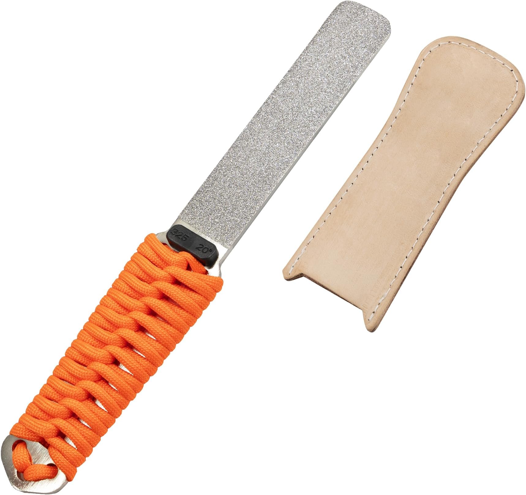 181N Dual-Grit Diamond Sharpening Stone File Coarse 325 / Extra Fine 1200 Grit with Leather Strop Garden Tool Blade Sharpener for Knife, Axe, Lawn Mower Blade, Shears, Chisels, Drills