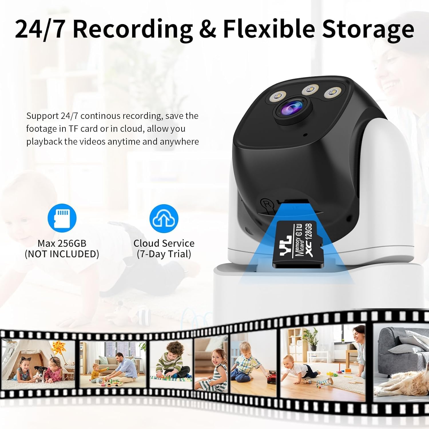 VSTARCAM CS995 camera showing SD card slot and cloud storage icon