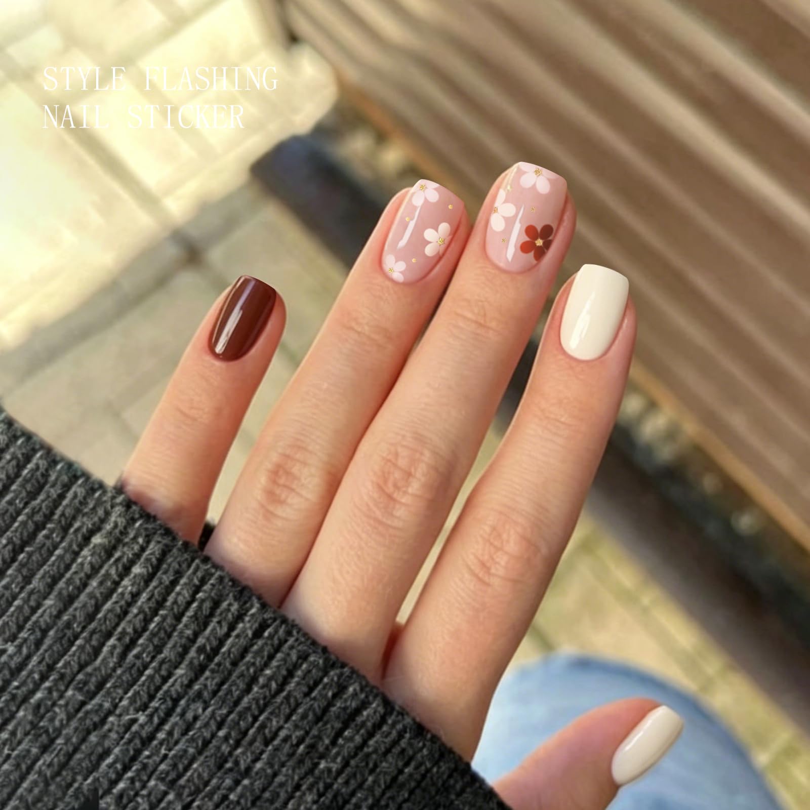 JMEOWIO Kwiat Kolorowa folia do paznokci UV Żel Nail Art Naklejka na paznokcie Selbstklebing Nail Decoration