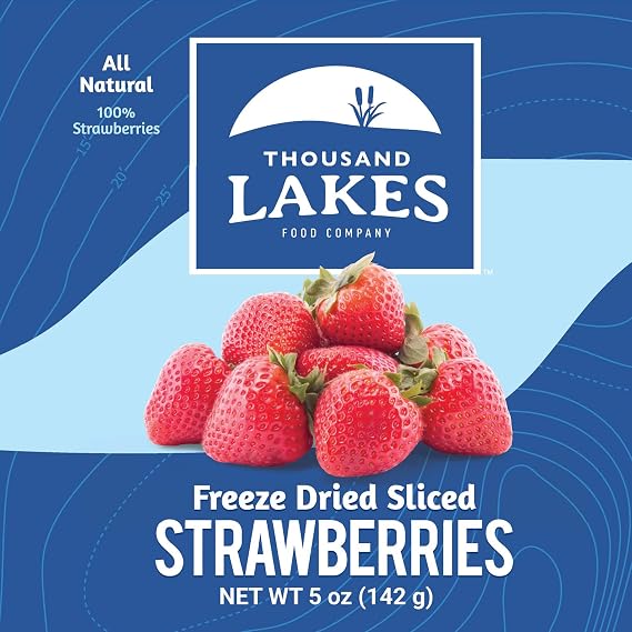 Freeze Dried Sliced Strawberries - 5 oz Bulk | Thousand Lakes Brand | 100% Strawberries, Premium Quality, Crunchy, Naturally Sweet, No Sugar Added, Excellent Source of Fiber & Vitamin C, Kosher