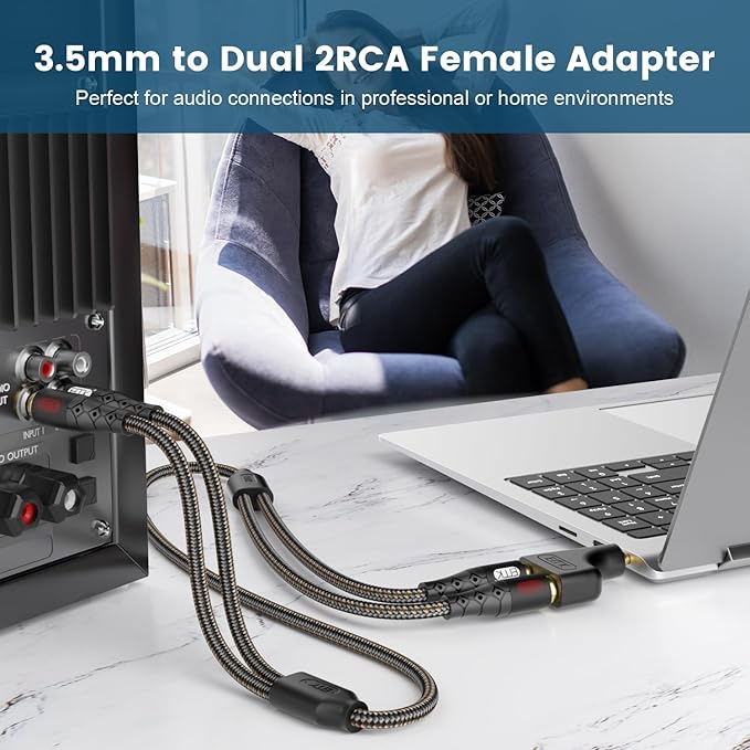 Adaptador de Audio EMK 3.5mm a RCA Hembra 2 Pack miniatura 4