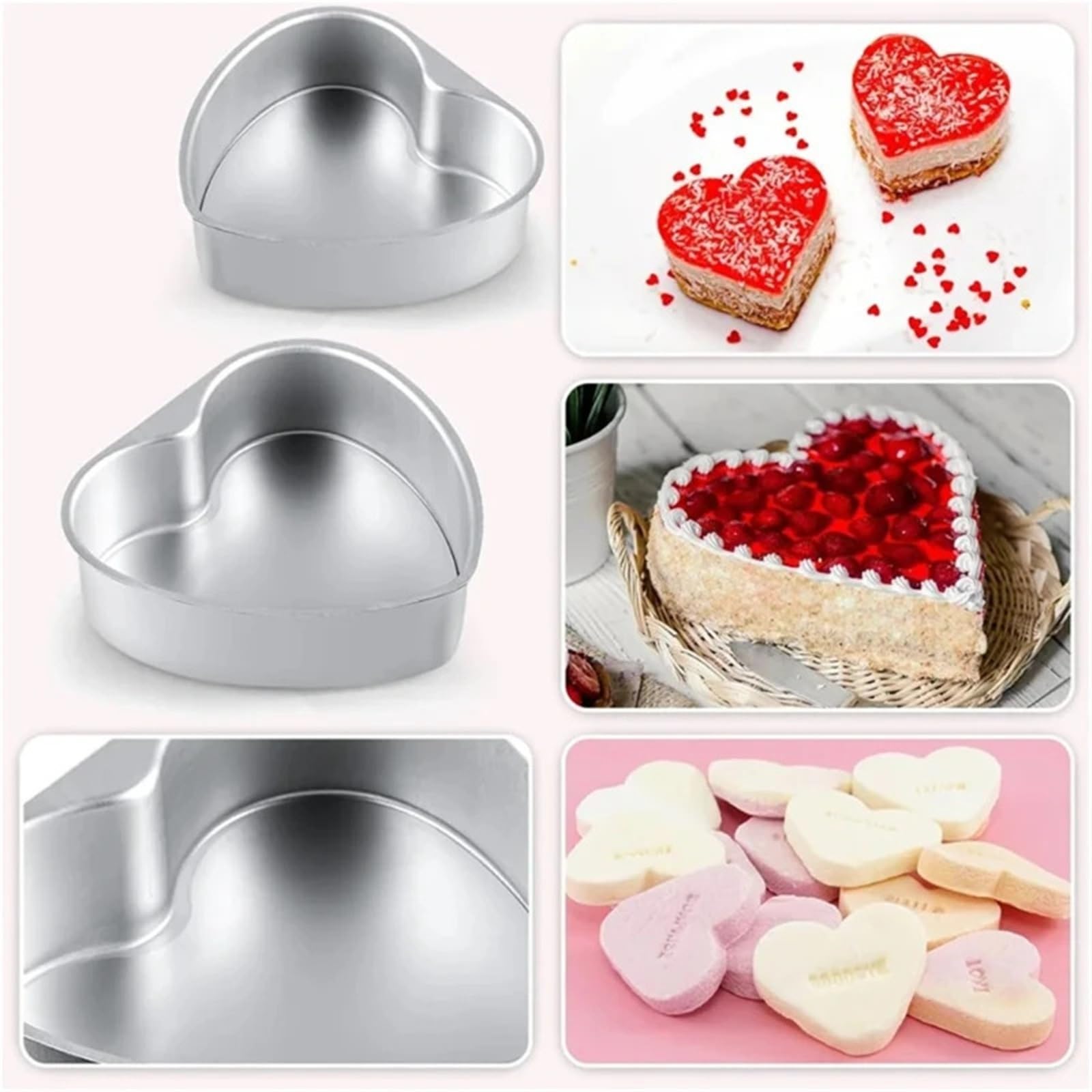 3 Stück herzförmige Kuchenform for Backen für Dreidimensionale Kuchen | Aluminium-Kuchenform mit abnehmbarem Boden, antihaftbeschichtet, rostbeständig, Backzubehör for die Küche(8inch)