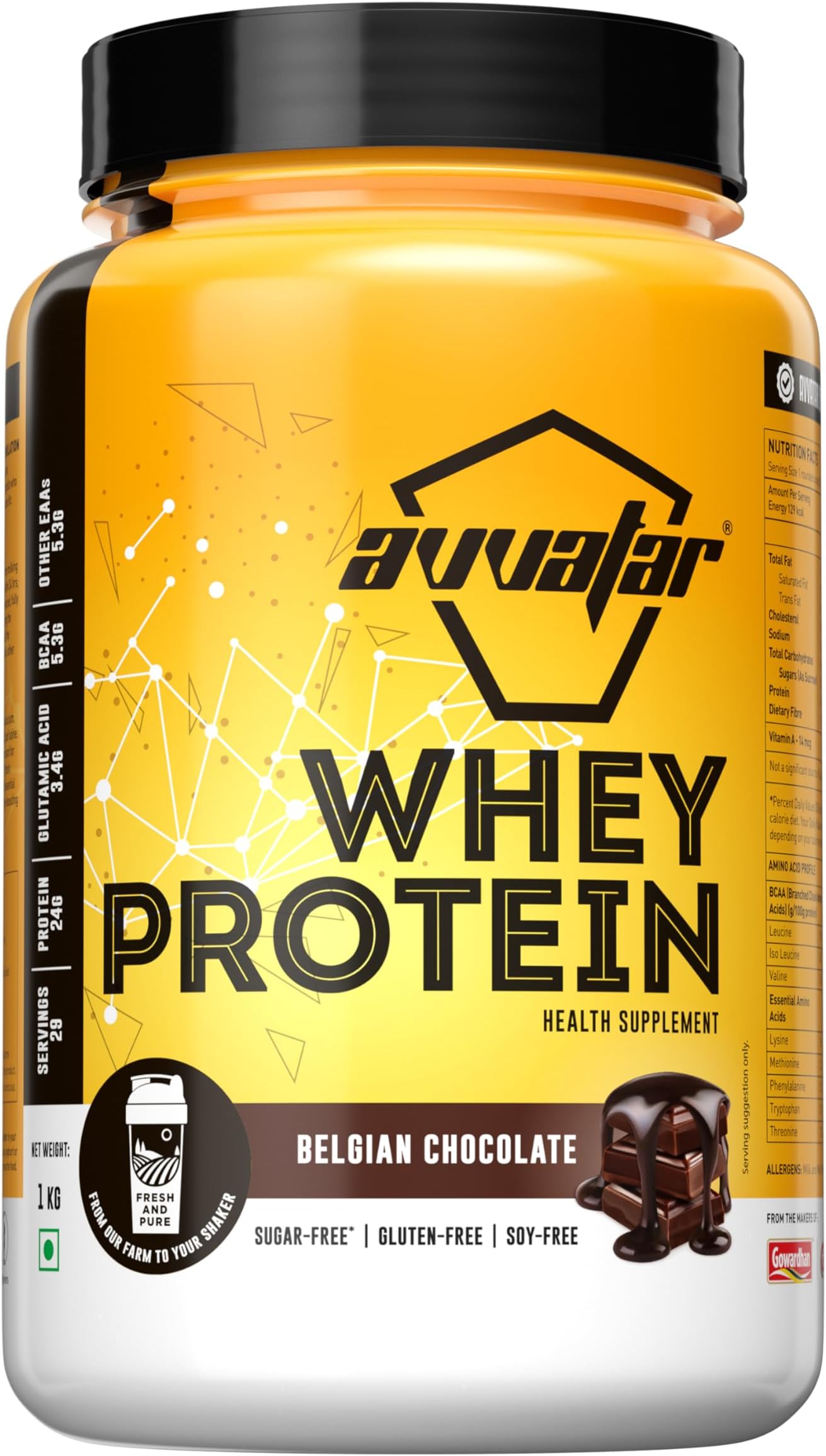 WHEY PROTEIN | 1 KG | Belgian Chocolate Flavour | Made with Fresh Cow's Milk
