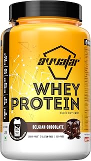 avvatar WHEY PROTEIN | 1Kg | Belgian Chocolate Flavour | 24g Protein | 29 Servings | Isolate & Concentrate Blend Price In India