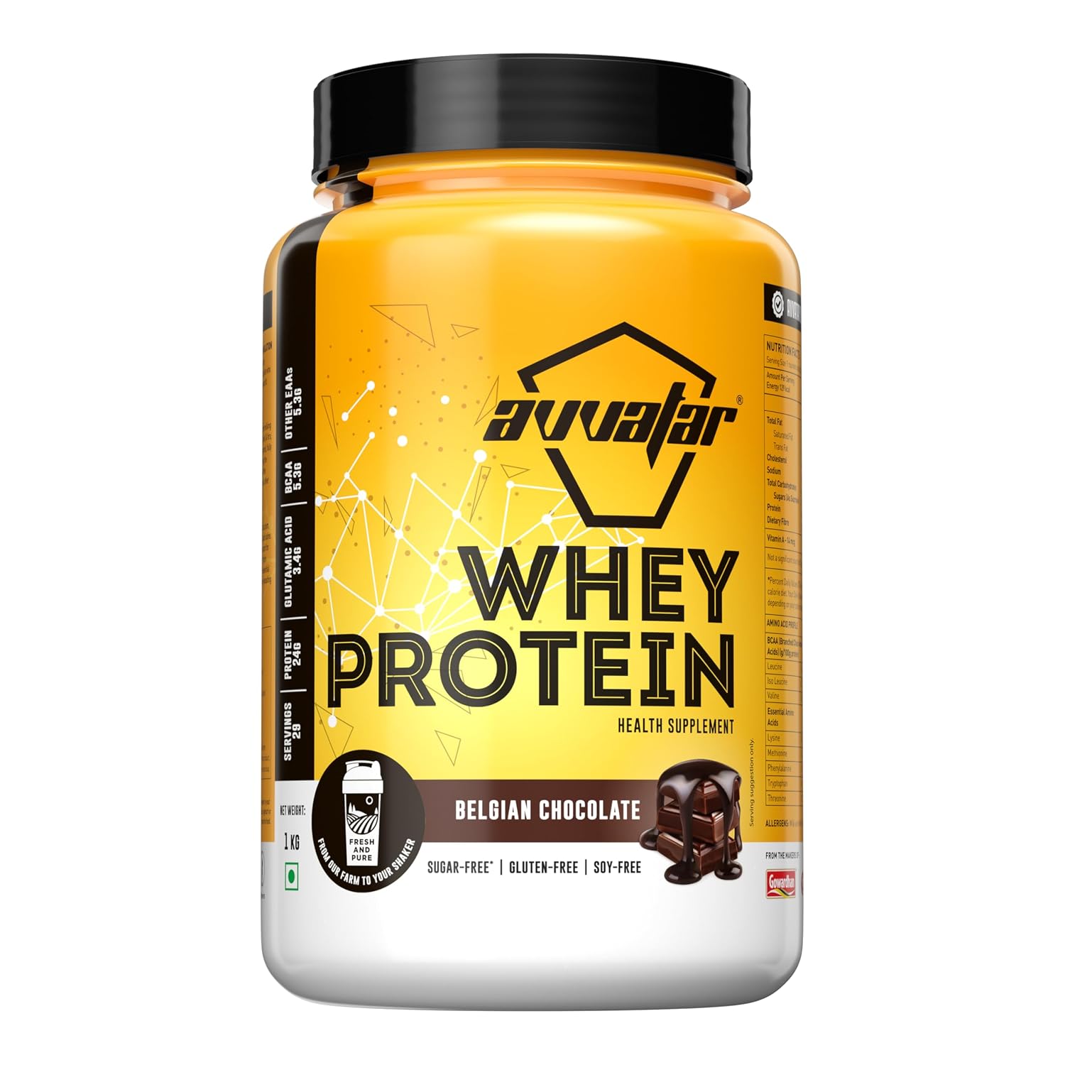 avvatar WHEY PROTEIN | 1Kg | Belgian Chocolate Flavour | 24g Protein | 29 Servings | Isolate & Concentrate Blend - Review, Price and Buying Guide