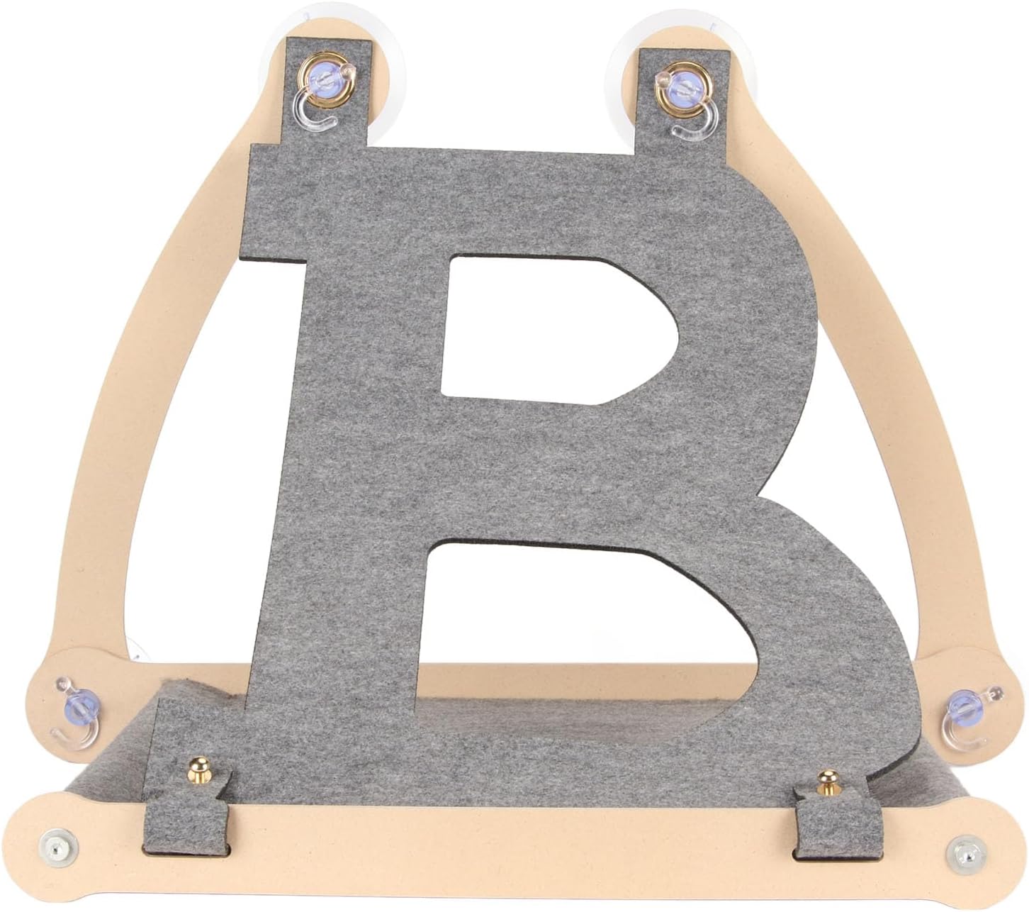 Wooden Cat Window Perch, Cat Window Hammock Bed with Detachable Soft Pet Bed, Felt and Log Material for Cats Pets, Four Large Suction Cups for Secure Installation on Windows or SMO (Light Grey)