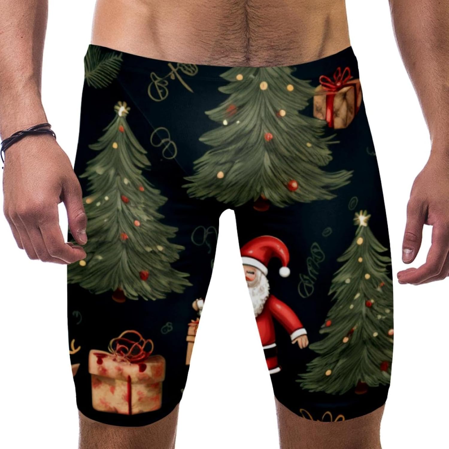Christmas Trees Boys' Swim Jammers Youth Competitive Swim Team Suit Quick Dry Athletic Swimming Shorts