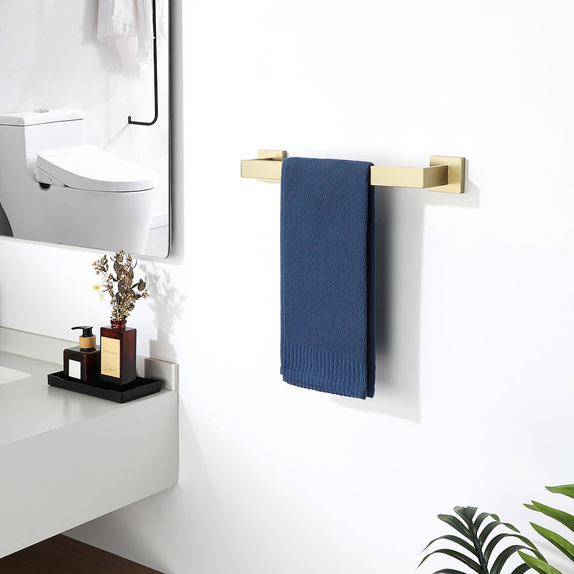 Sayayo Gold Towel Rail Wall Mounted Bathroom Towel Holder 40CM Towel Bar, SUS304 Stainless Steel Waterproof & Anti-Rust - Image 2