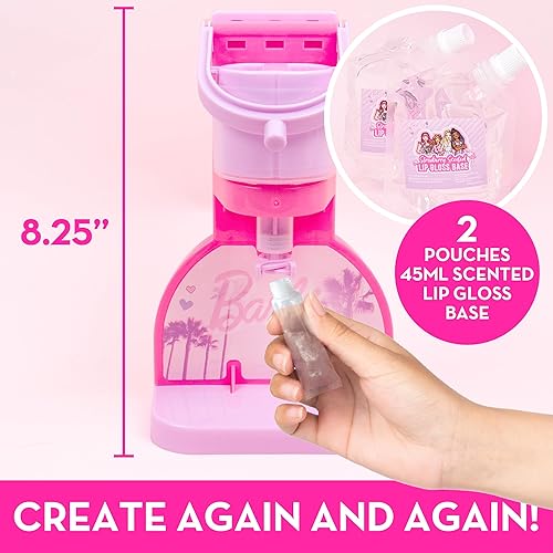 Miniatura 6 de Horizon Group USA Barbie Sweet Shop - Kit de fabricación de brillo de labios, hace 12 accesorios Barbie, brillos de labios y llaveros, kit de arte y