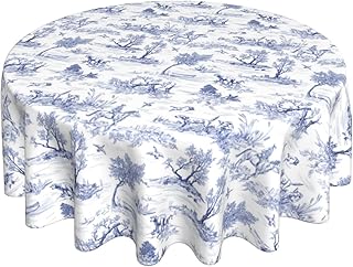 French Country Tablecloth 60 Inch Round Vintage Toile Blue Table Cloths ...