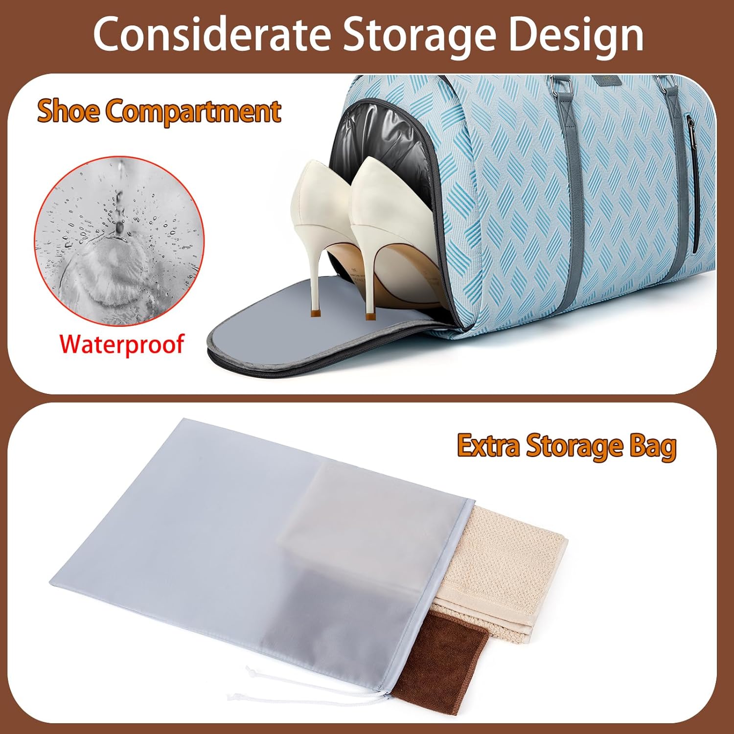 Convertible Garment Duffel Bag for Travel - Carry On Garment Bags With Toiletry Bag Large Weekender Bag for Men Women 2 in 1 Hanging Suitcase Suit Travel Duffel Overnight Bags 4pcs Set