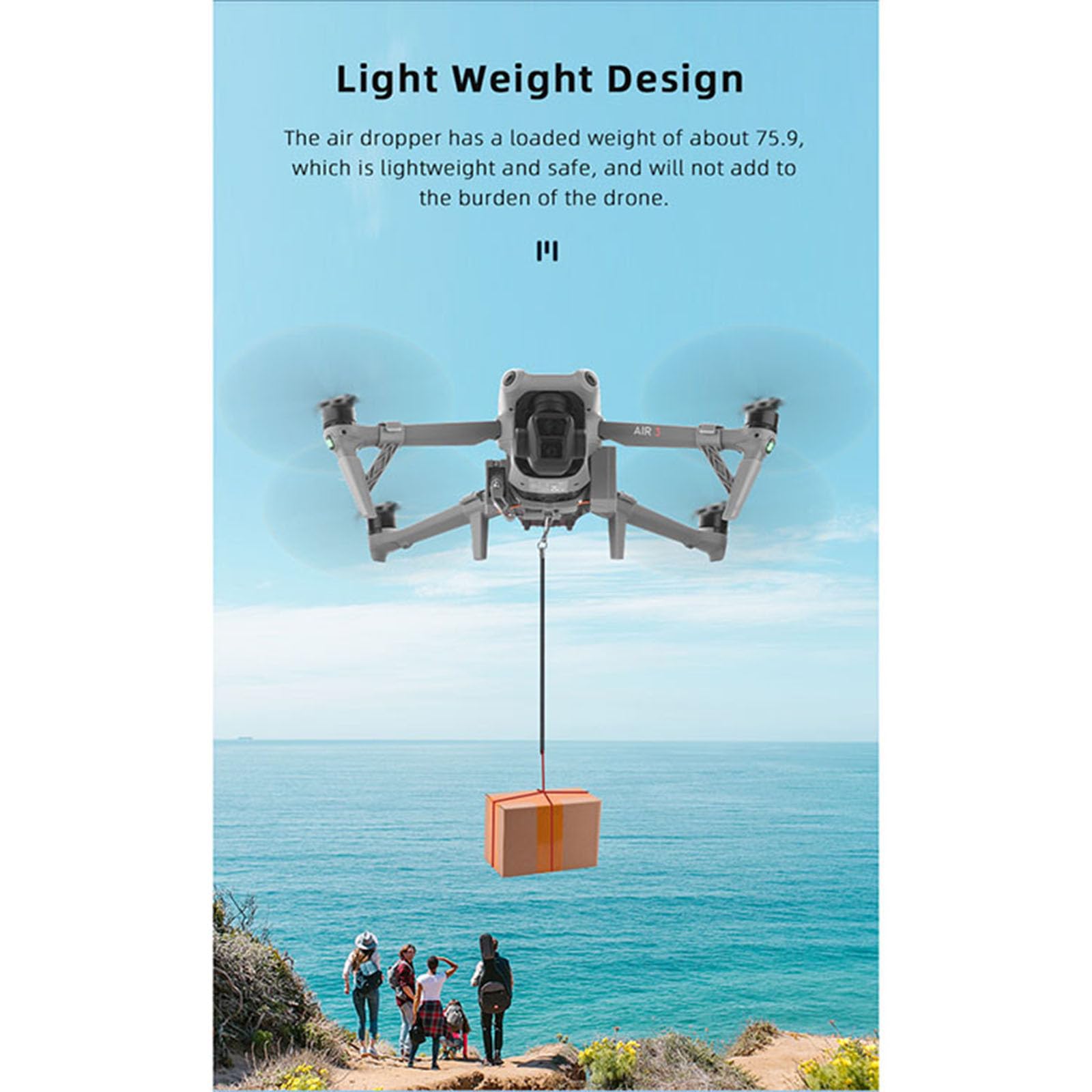 Système Airdrop pour drone + Trains d'atterrissage pour DJI Air 3 - Lanceur de charge utile - Transport - Dispositif de déverrouillage - Dispositif de chute - Jambes étendues