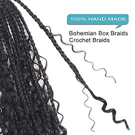 Goddess Box Braids Crochet Hair With Curly Ends 12 Inch Bohomian Box Braids Crochet Braids 1 Packs 3X Crochet Braids Synthetic Braiding Hair Extension for Black Women (12 Inch (Pack of 1), 1B)