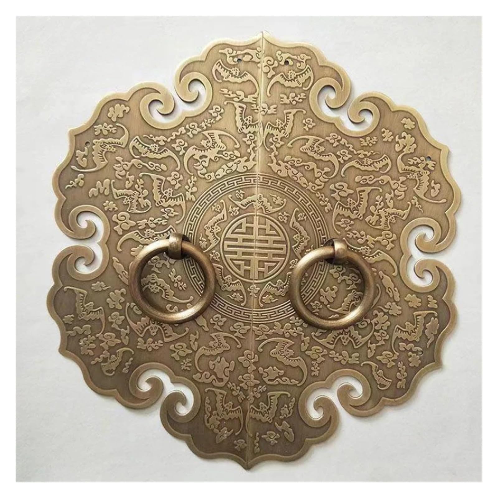 Aldaba De Puerta Manija de latón for gabinete, accesorios for muebles, zapatero, puerta de armario, manija Retro, decoración del hogar Para Puertas Delanteras Y Porches Principales(Diameter180mm gold)