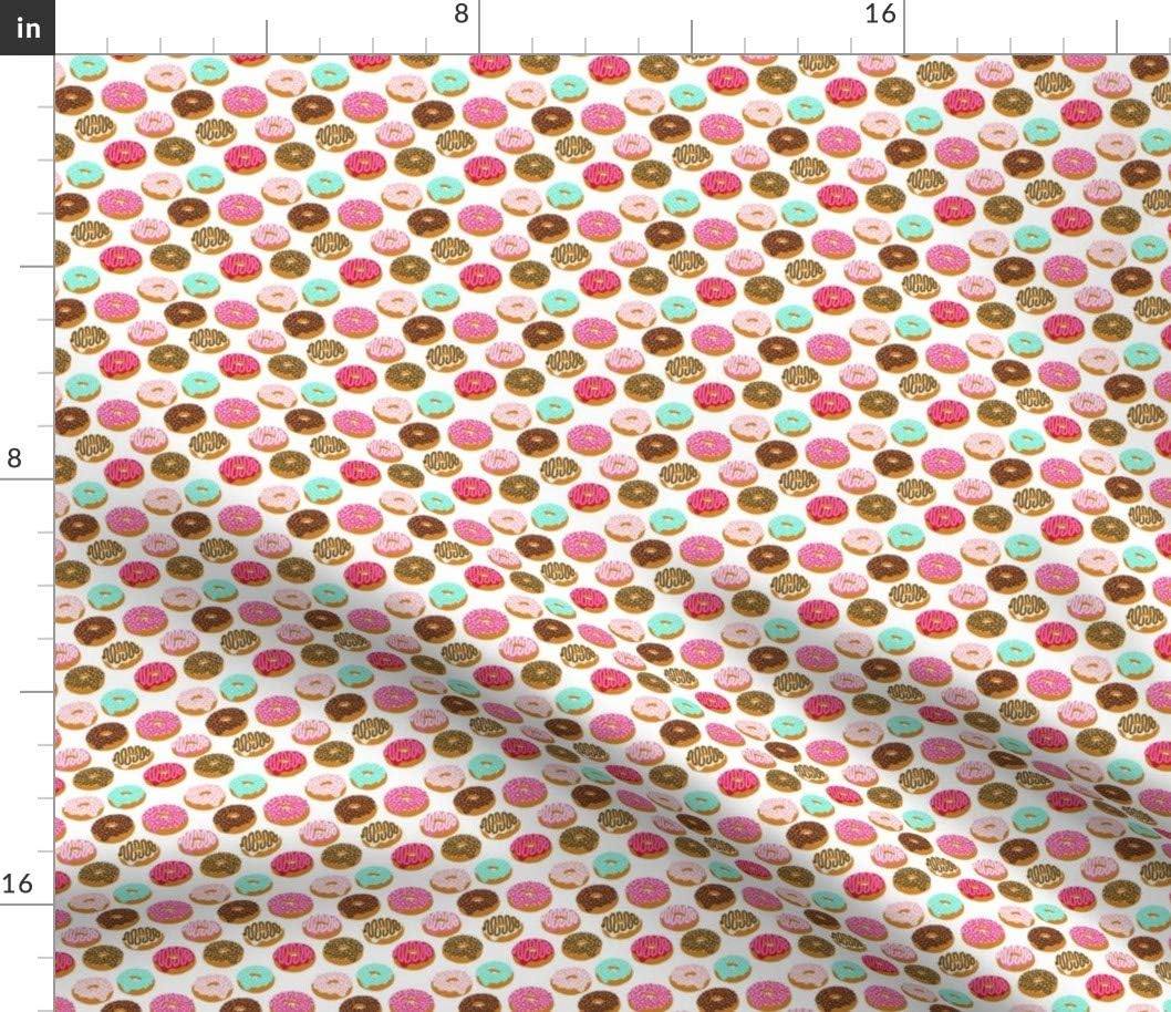 Spoonflower Fabric - Donuts Pink Chocolate Strawberry Food Print Sweets Bakery Sweet Treat Printed on Cotton Poplin Fabric by The Yard - Sewing Shirting Quilting Dresses Apparel Crafts