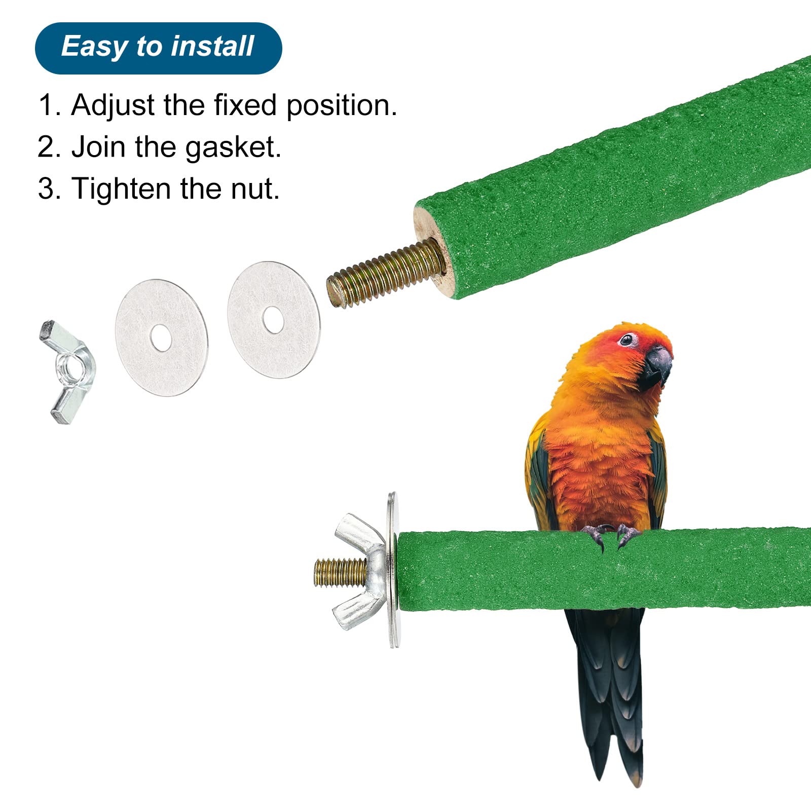 PATIKIL 0.6x13.8 Inch Bird Cage Perch, Parrot Stand Paw Grinding Stick Bird for Parakeet Cockatiel Cage Accessory Green - Image 3