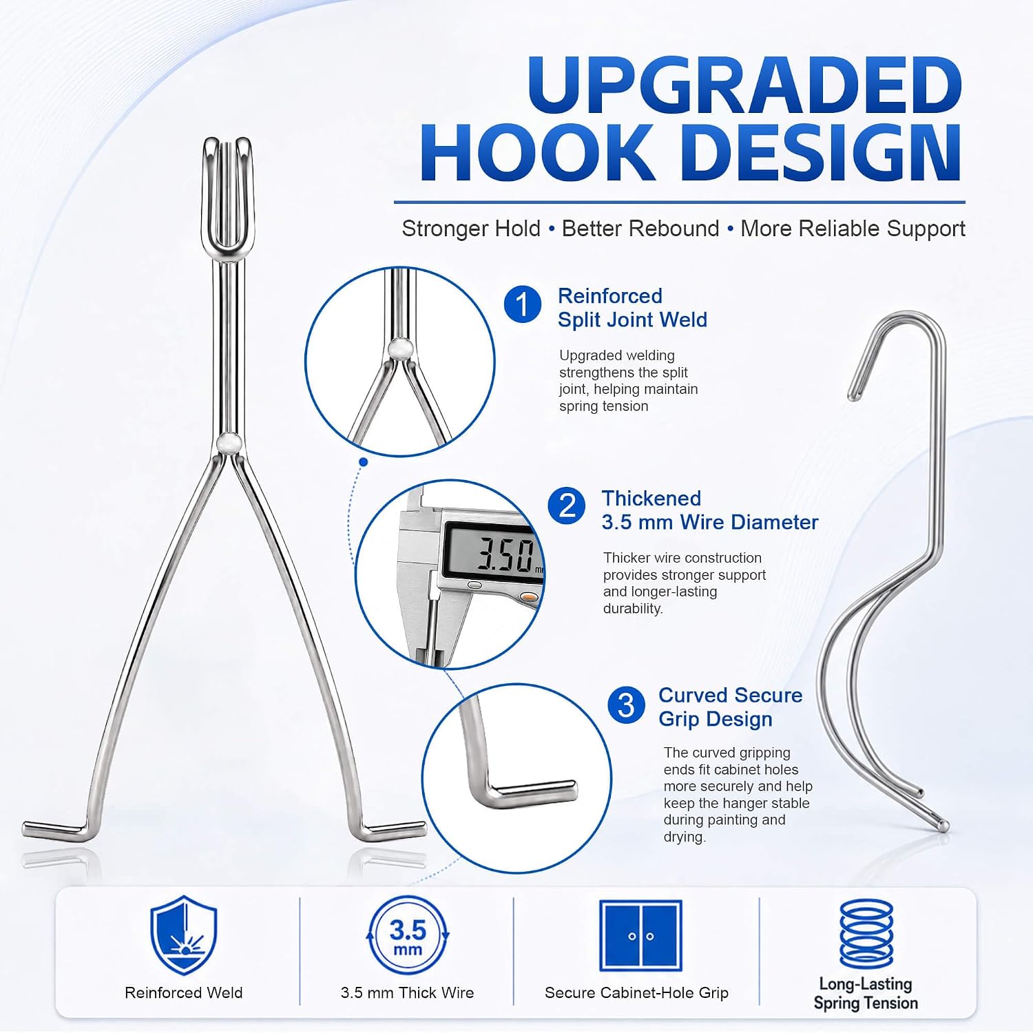 40 Pack Cabinet Door Painting Hangers, 304 Stainless Steel, No-Drill Hooks