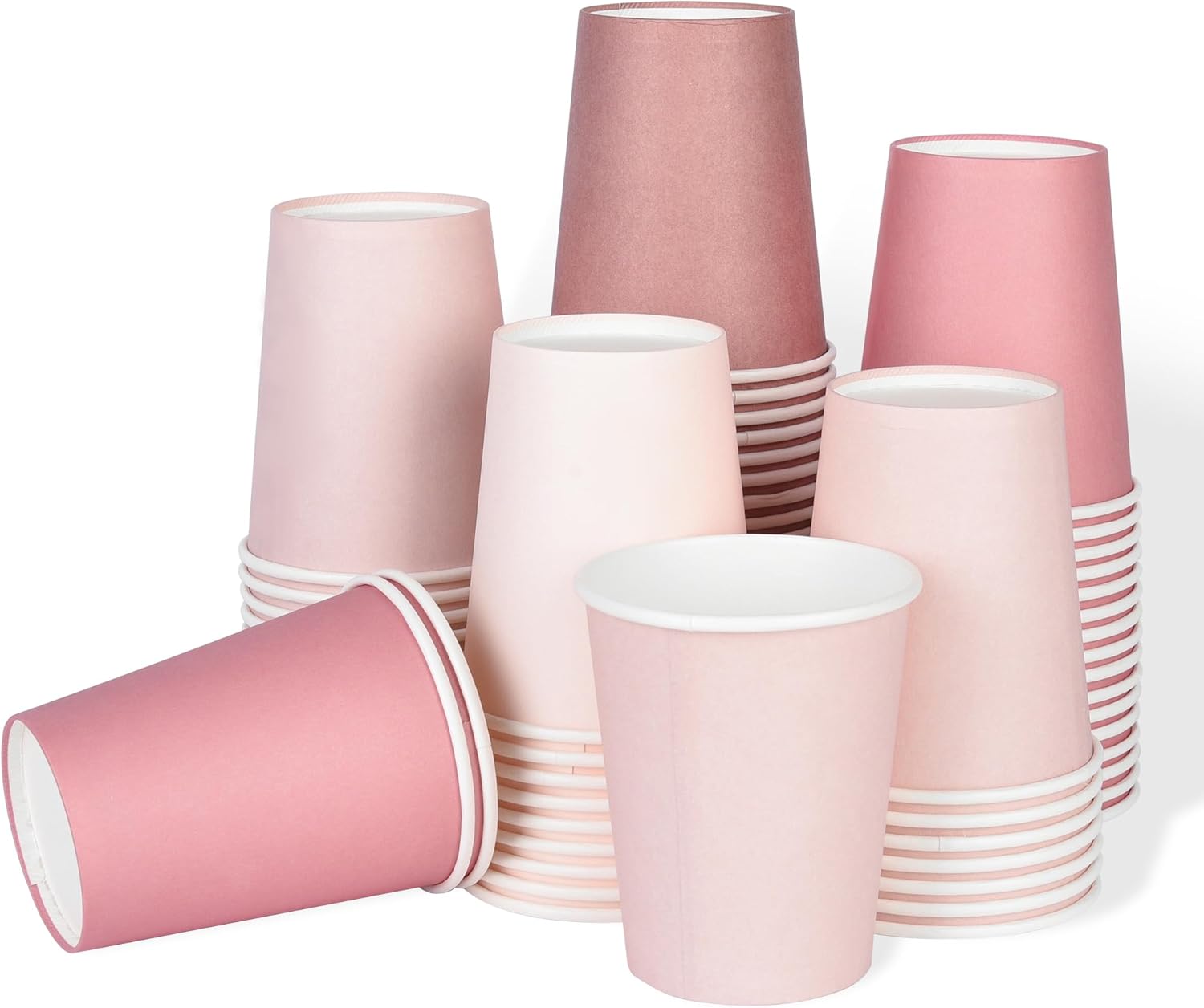 100 Pcs Dusty Pink Paper Cups 9oz Gradient Pink Party Cups 4 Colors Disposable Beverage Coffee Tea Drinking Cups for Birthday Coquette Bridal Shower Party Supplies - Image 8