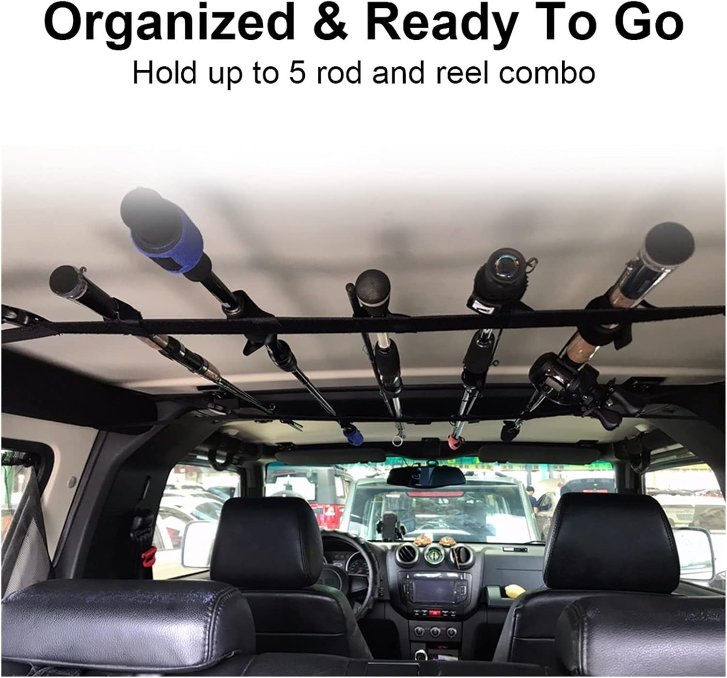 Vertical Fishing Rod Holder Car Mounted Storage Rack Fishing Rod Gear Holder Vehicle Fishing Rod Rack Holder Strap Storage Car Rest Belt Carrier Equipment Wall Mounted Fishing Rod Rack