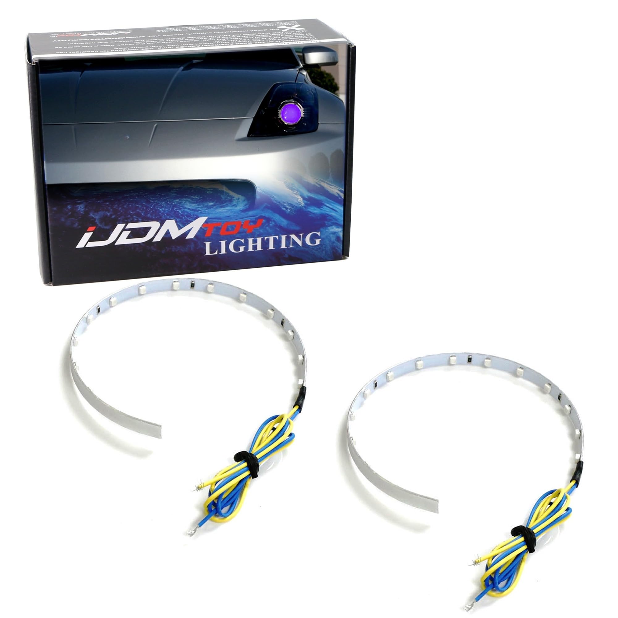 iJDMTOY Purple/Violet 15-SMD LED Accent Ambient Lighting Kit Compatible with Car Motorcycle Projector Lens Demon Eye Retrofit