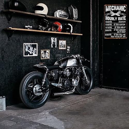 Miniatura 6 de Bestylez Regalos de mecánico para hombres, papá y esposo, divertido letrero mecánico mecánico, reproducción por hora, letrero de metal vintage para