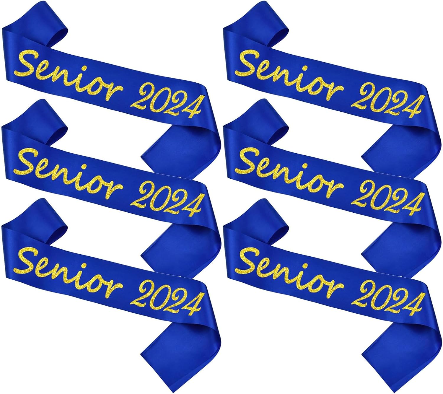 Senior Sash 2024, 6 Pack Blue Senior 2024 Satin Sashes with