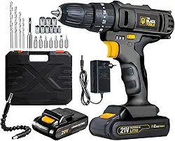 Furadeira Parafusadeira Bateria 21v Biv Impacto con Maleta Cor Preto 110V/220V The Black Tools TB-21P