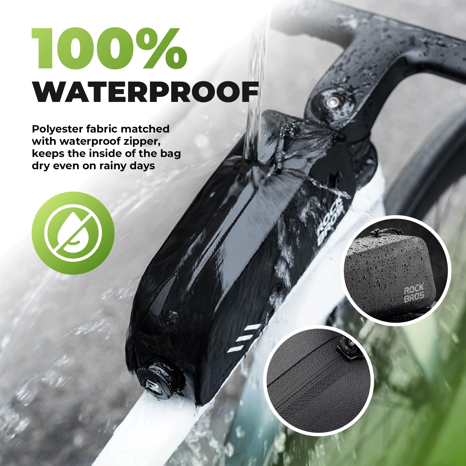 ROCKBROS Borsa da Telaio per Bicicletta 100% Impermeabile 0,9L